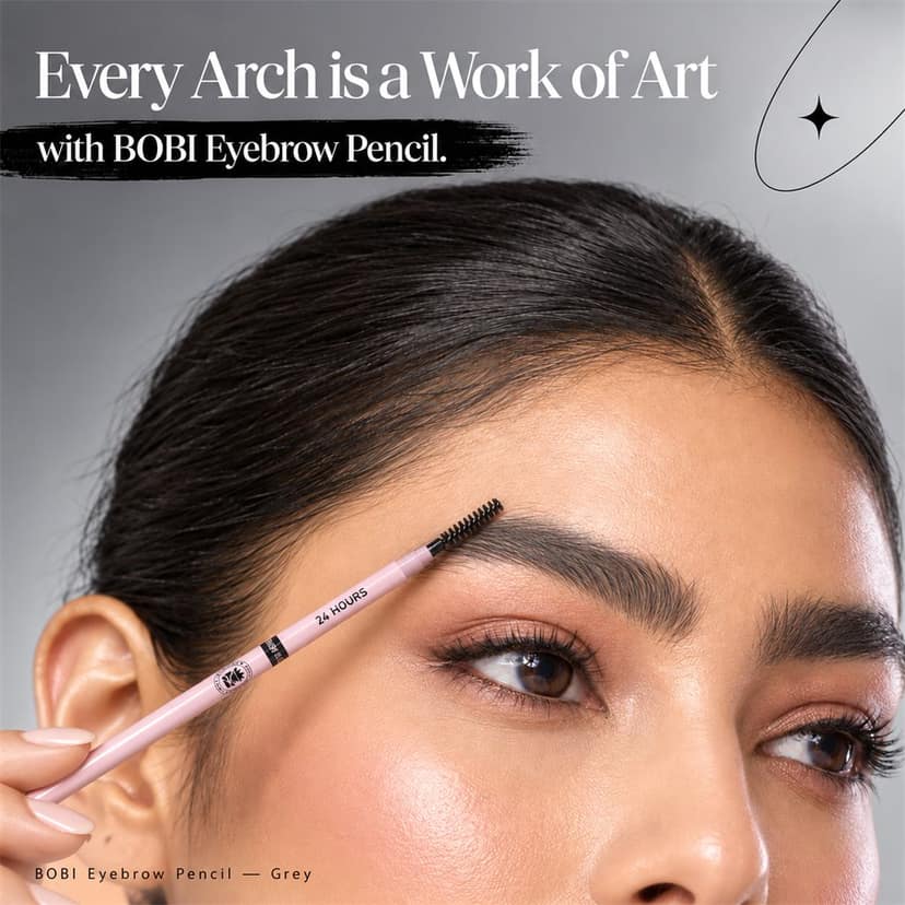 BOBI Eyebrow Pencil Grey | Waterproof Smudgeproof Finish | Built-In Spoolie Brush | Long Lasting Smooth Texture | Paraben-Free Cruelty-Free | Precision Brow Definer-5gm view 2