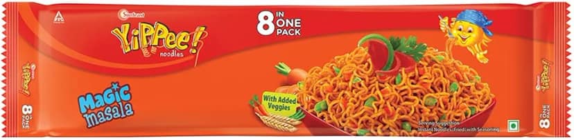 Sunfeast YiPPee! Magic Masala Instant Noodles, 480 g (Pack Of 8)