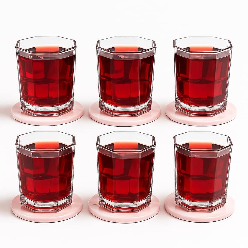 Italian Premium Crystal Hexa Shape Whiskey Glass | 300 ML | Brandy Wine Glasses | Perfect Drinking for Bourbon, Whisky, Scotch, Cocktails, Vodka, Rum |