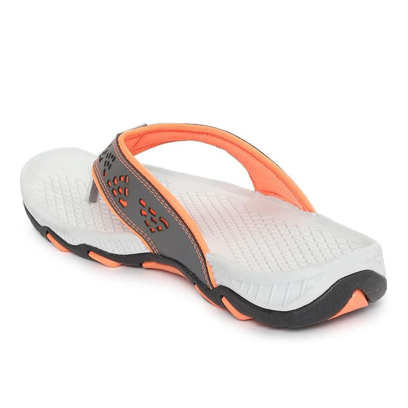 Paragon Grey and Orange Ultra-Durable Everyday Flip Flops for Men view 2