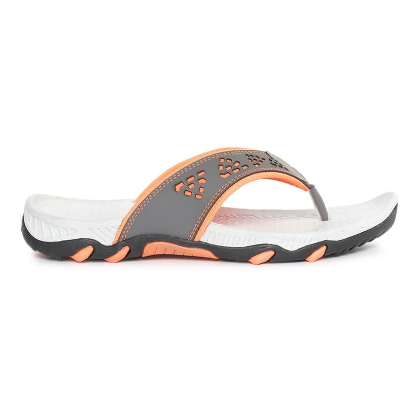 Paragon Grey and Orange Ultra-Durable Everyday Flip Flops for Men view 3