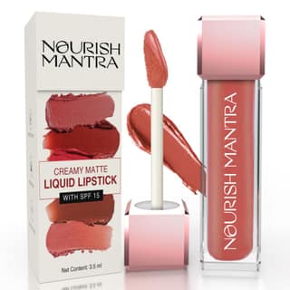 Nourish Mantras Spice & Shanti Lipstick (3.5ml)/Muted Magic Creamy Matte Liquid Lipstick with SPF/ Water Proof/ Smudge Proof/ Transfer Proof/ Long Lasting/ Suits All Skin Tones