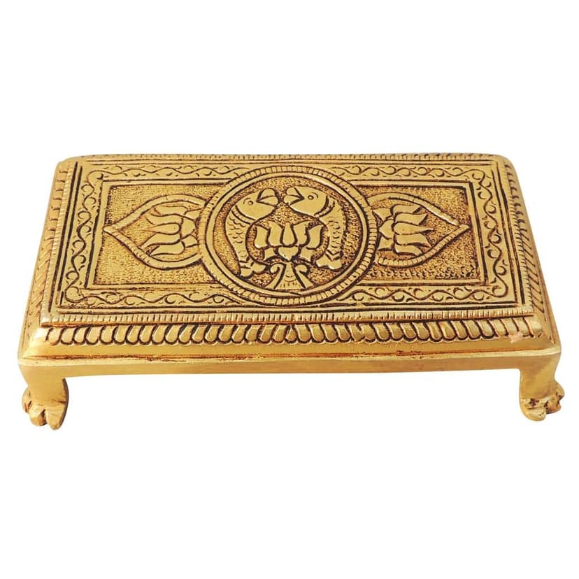 Brass Chowki God Idol Statue Stand - Decorative Spiritual Showpiece, Length : 6 Inch (BSMAS1377 C) view 2