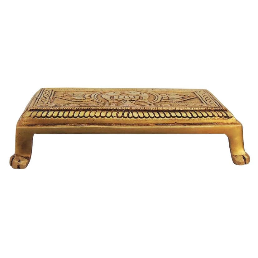 Brass Chowki God Idol Statue Stand - Decorative Spiritual Showpiece, Length : 6 Inch (BSMAS1377 C) view 3