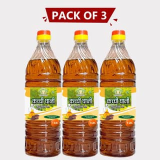 Pure Mustard Oil – Pack of 3 (1 Ltr × 3) by Agrobusiness Krishi Producer – Cold-Pressed, Natural & Farm-Fresh Kachhi Ghani Sarso Oil. (pack of 2)