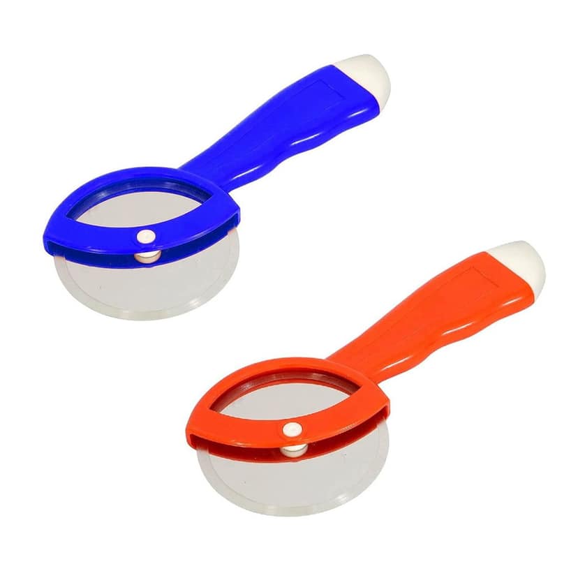 NEWWAY Stainless Steel Pizza Cutter Premium Food Grade with Comfortable Plastic Handle Wheel Type Blue Color with sharp Blade (Pack of 1)