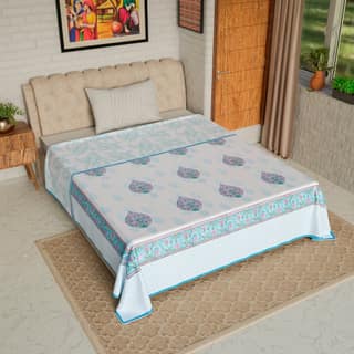 Cotton Blanket - Single Dohar ( 60 x 90 Inches) Blue Purple Bouquet