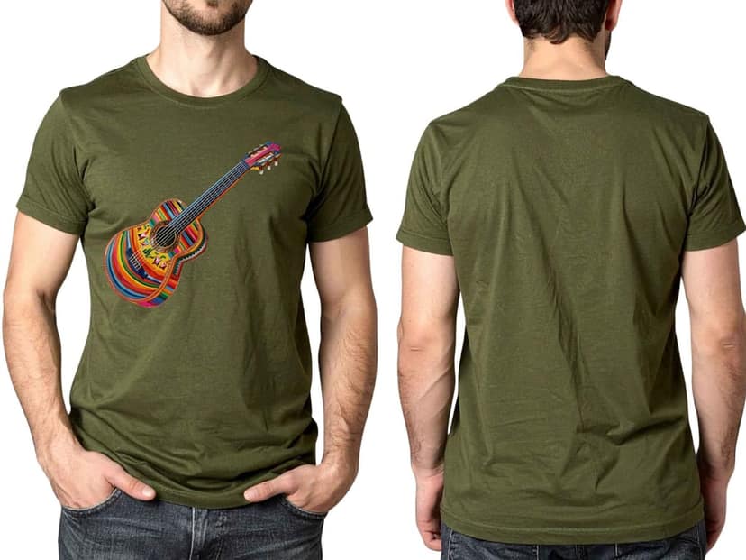 Trishoolin "Colorful Guitar" Music & Dance Theme T-Shirt | Design 70028MB | Cotton Regular Fit | Crew Neck / Round Neck Half Sleeve | Pack of 1 view 3