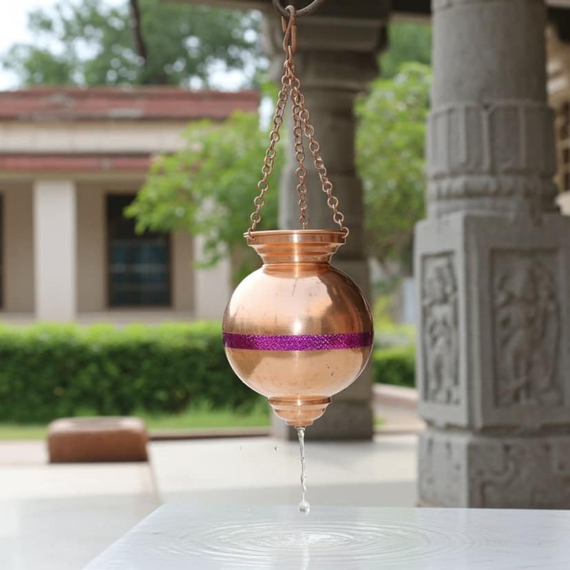 Copper Hanging Shiv Jaldhara ? 4 Liter Abhishek Vessel, Height : 10 Inch (ZMAS599 F)