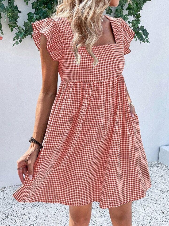 Elchic Ruffle Sleeves and Square Neck Mini Dress view 3