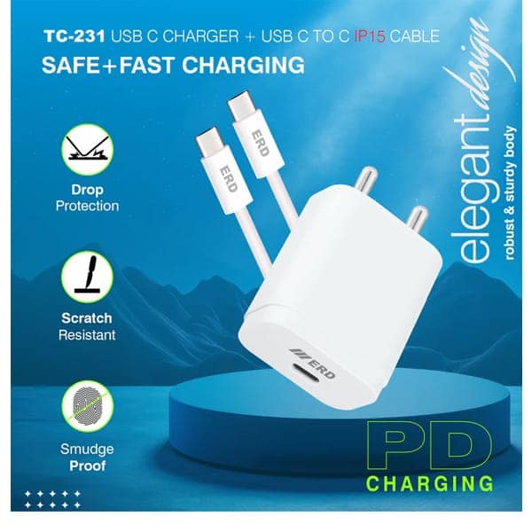 ERD TC-231 USB-C Charger With USB-C to C IP15 Data Cable, 20W view 5