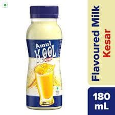 Amul Kool Milk - Kesar Flavour, 180 Ml Pet Bottle
