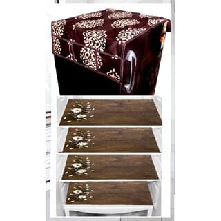 REVEXO Polyester Floral Pattern Fridge Covers