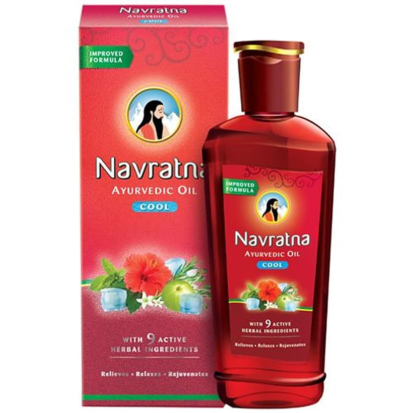 Navratna Ayurvedic Cool Oil - With 9 Active Ingredients, Relieves, Relaxes, Rejuvanates, 200 Ml view 2