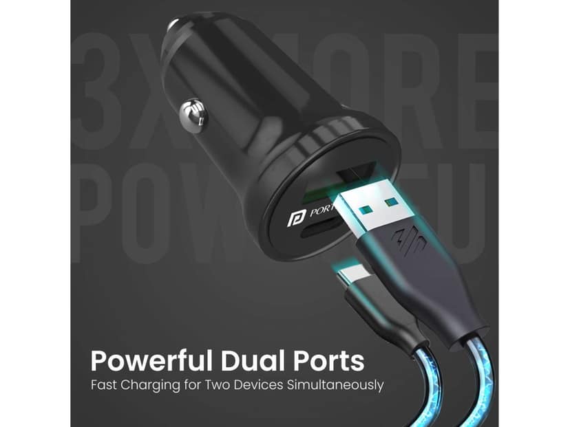Portronics Car Power Mini Dual Output, Type-C PD, USB Fast Charging, 38 Watts view 4
