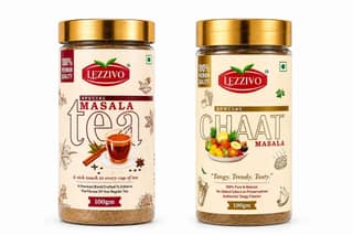 LEZZIVO Refresh & Relish Combo (200g) | Tea Masala + Chaat Masala | 2 Jars x 100g