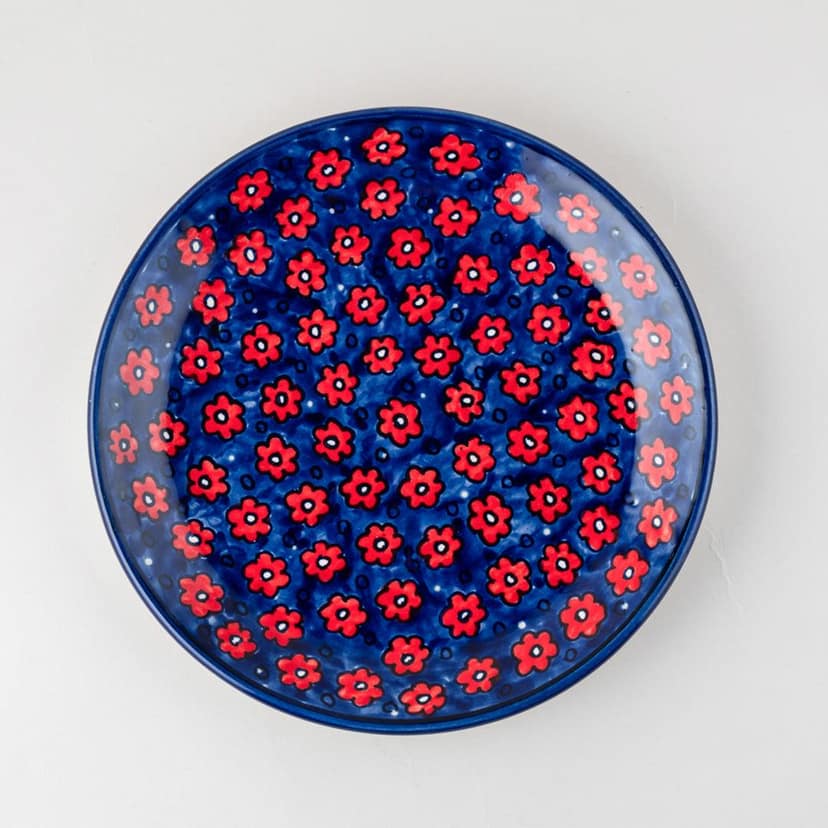 Red & Blue Floral Ceramic Dinner Plates (Single, 10-Inch Dia) view 2