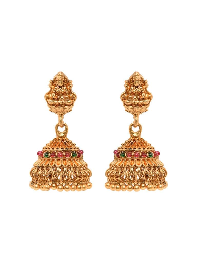 Gold Plated Exquisite Lakshmi Design Haram Temple Jewellery Set Jhumki Earrings view 8