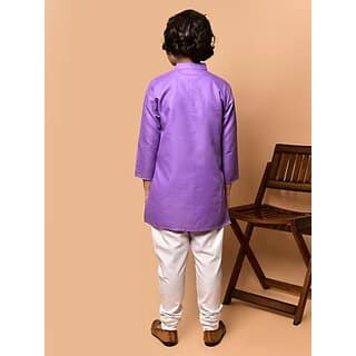 PrintCultr Boys Festive & Party Kurta and Pyjama Set (Purple) view 2