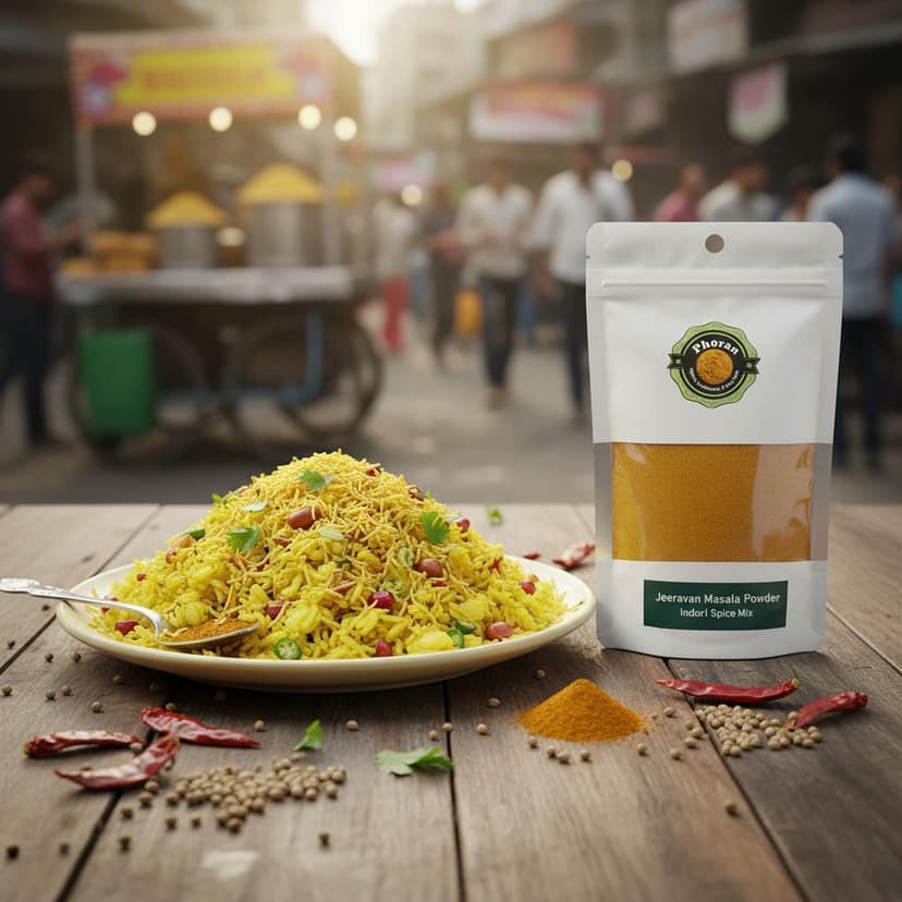 Buy Phoran Jeeravan Chat Masala Online India - Indori Spice | Phoran Tangy Indori Spice for Poha, Snacks & Salads view 2