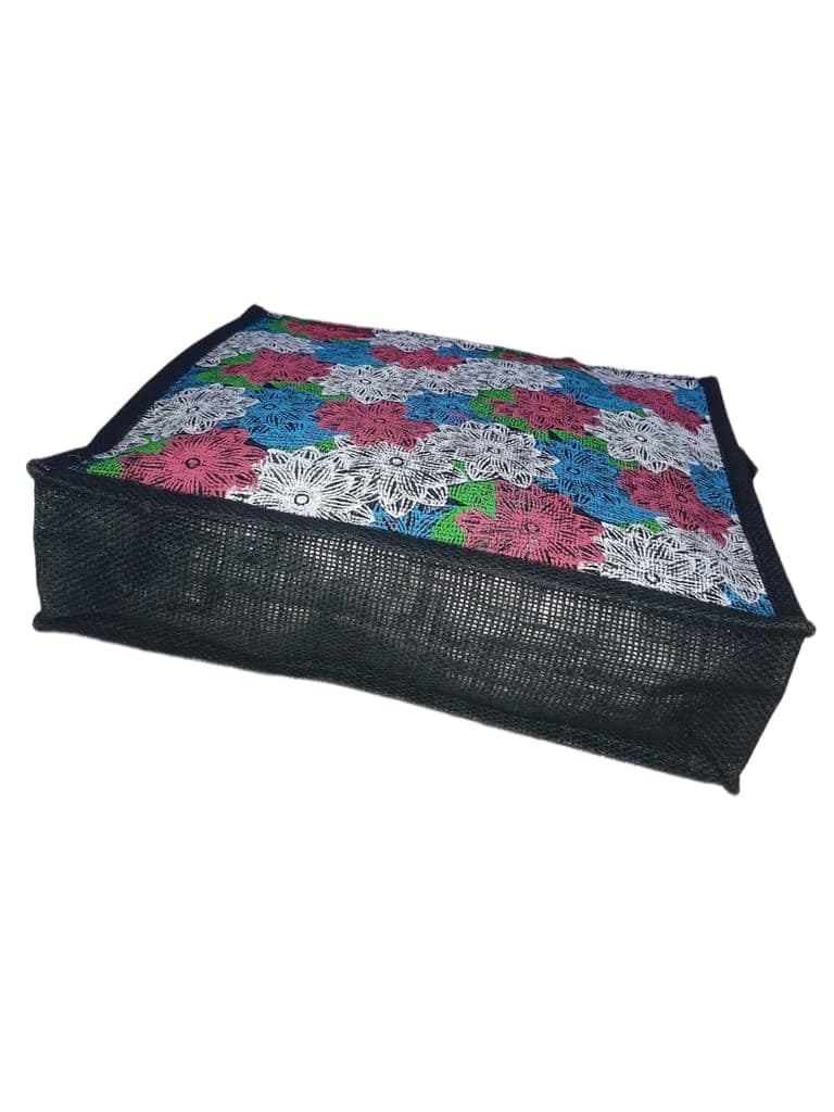 SS Eco-Life Jute Environment Friendly Shopper Bag / Grocery Bag / Market Bag / Multipurpose Bag for Men and Women with Colourful Flowers Print. 2 Piece Combo. view 5