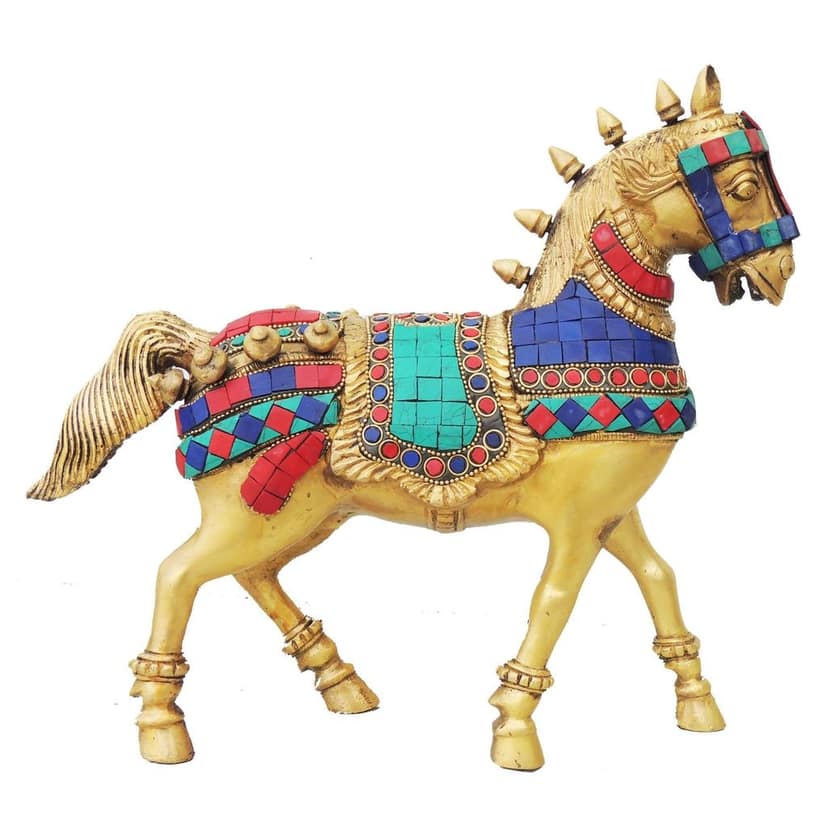 Brass Running Horse Statue | Symbol of Speed & Success Brass Decor Idol, Height : 11 Inch (ANMAS207 A) view 3