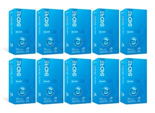 SKORE Blues Vanilla Scented Blue Condoms with Extra Lubrication - 10 Count Box (Pack of 10)