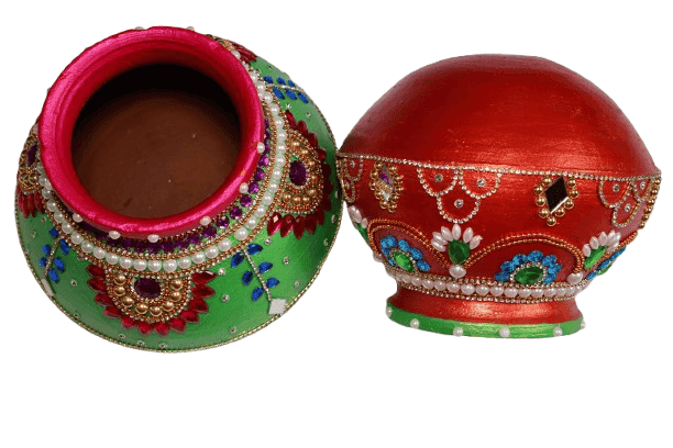 Decorative Red Pot with Embellishments view 2