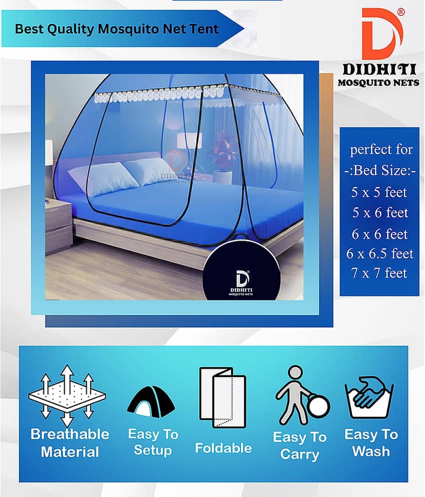 didhiti - White Polycotton Foldable Mosquito Net ( Pack of 1 ) view 2