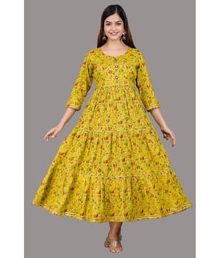 Smien - Navy Blue Cotton Women's Anarkali Kurti ( Pack of 1 )