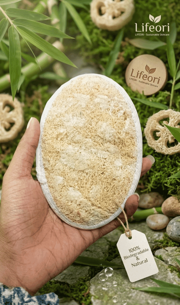 Lifeori 3-Piece Bath Loofah Combo – Natural Ramie Round & Oval Body Scrubbers with Disposable Loofah | Body Exfoliation & Deep Cleansing | Pack of 3 view 4