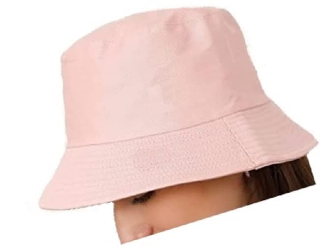 ATABZ Pink Bucket Cotton Round hat for Women and Girls Fishermen Summer Beach Hats view 3