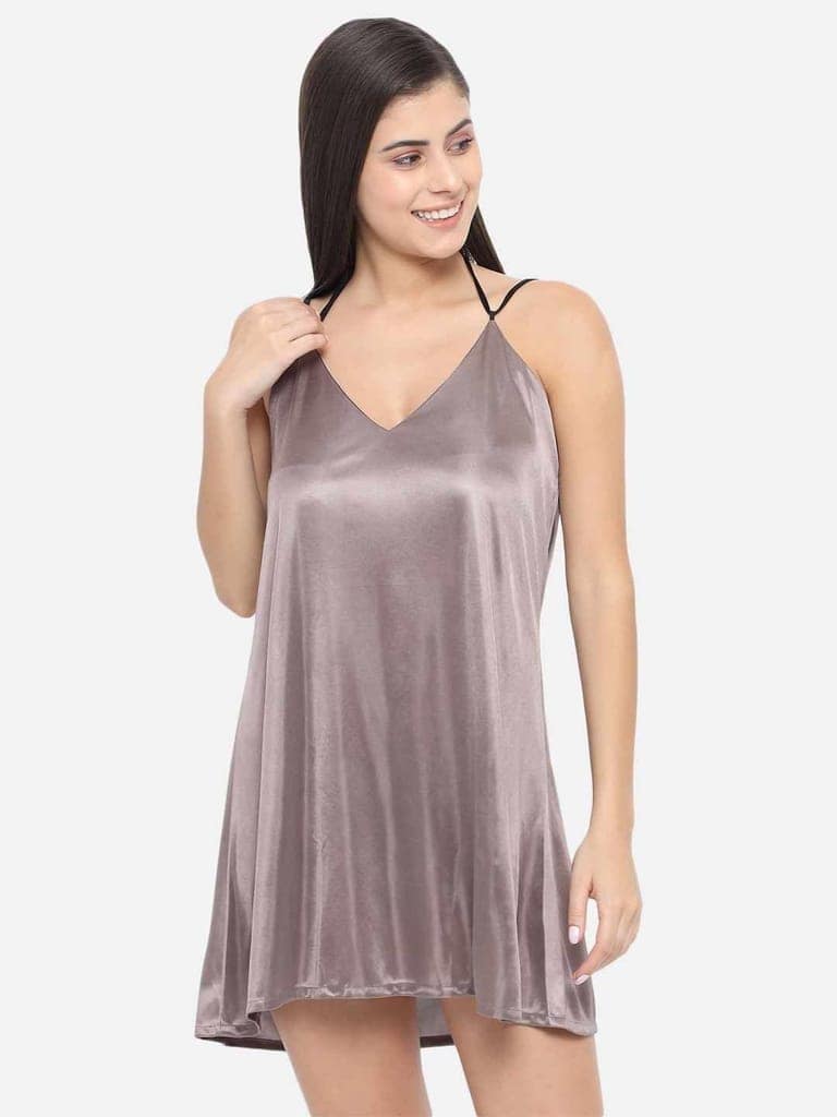 Solid Taupe Honeymoon Bridal Bikini Dress and Hot Babydoll Nightdress B37Bm view 6