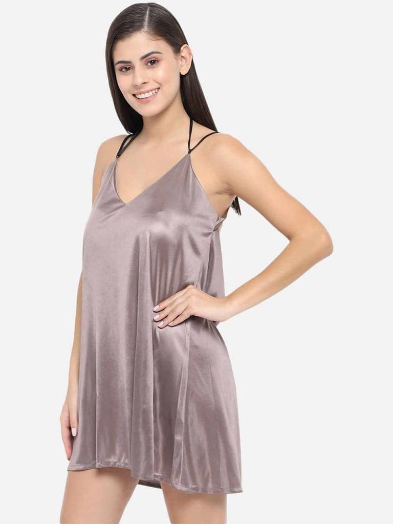 Solid Taupe Honeymoon Bridal Bikini Dress and Hot Babydoll Nightdress B37Bm view 7
