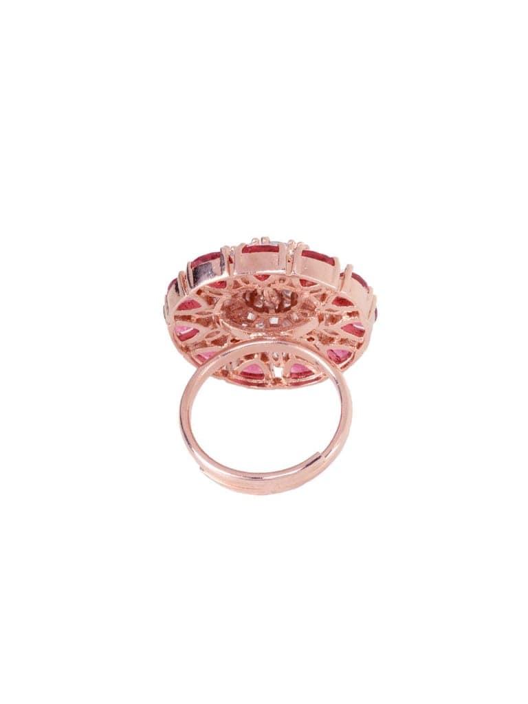 Rose Gold plated Ruby AD studded handcrafted adjustable Ring for Women & Girls view 5