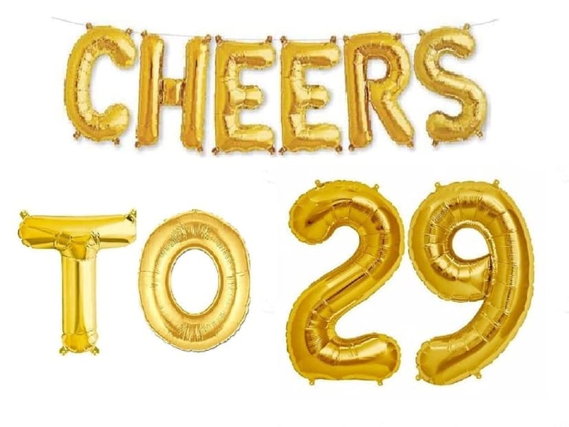 Partyzon Gold Cheers to Birthday Foil Balloon Combo Party Decoration for Anniversary Celebration 16 Inches