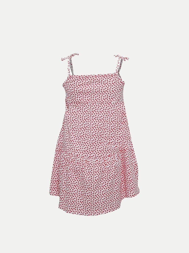 Teen Girls All Over Red Heart Printed Slip-dress view 4