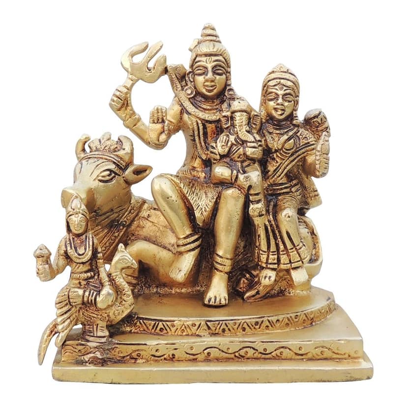 Brass Shiv Parivar Idol - Decorative Family Statue, Height : 6 Inch (BSMAS1525 E) view 2