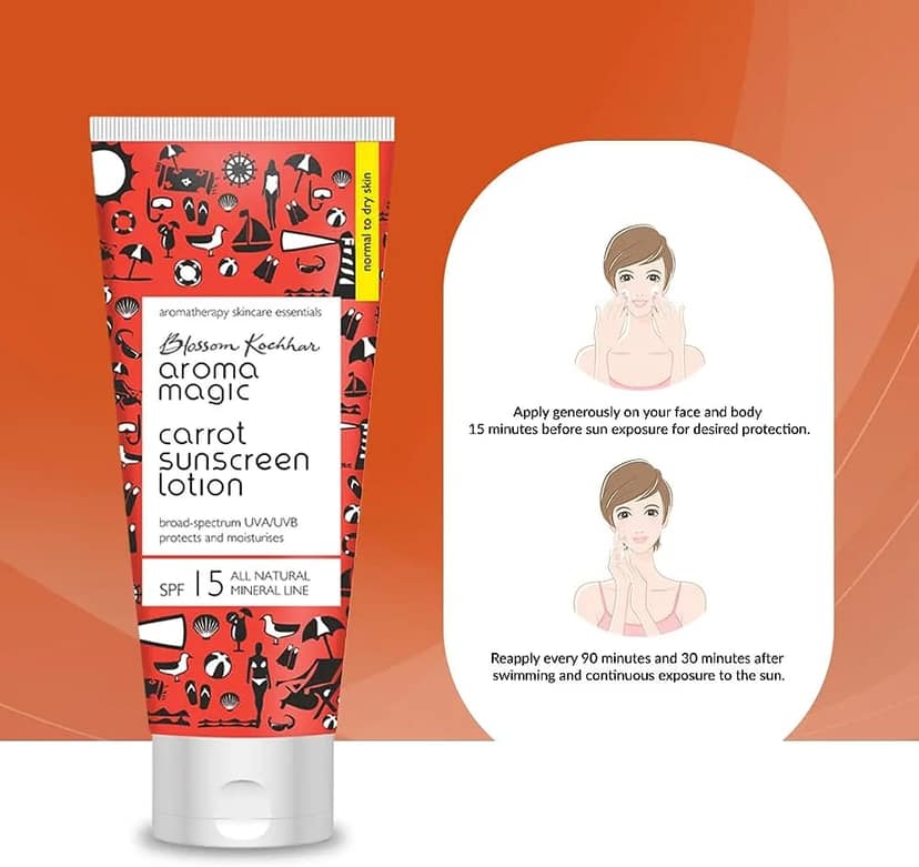 Aroma Magic Carrot Sunscreen Lotion SPF 15 UVA/UVB All Natural Mineral Line (100ml) view 7
