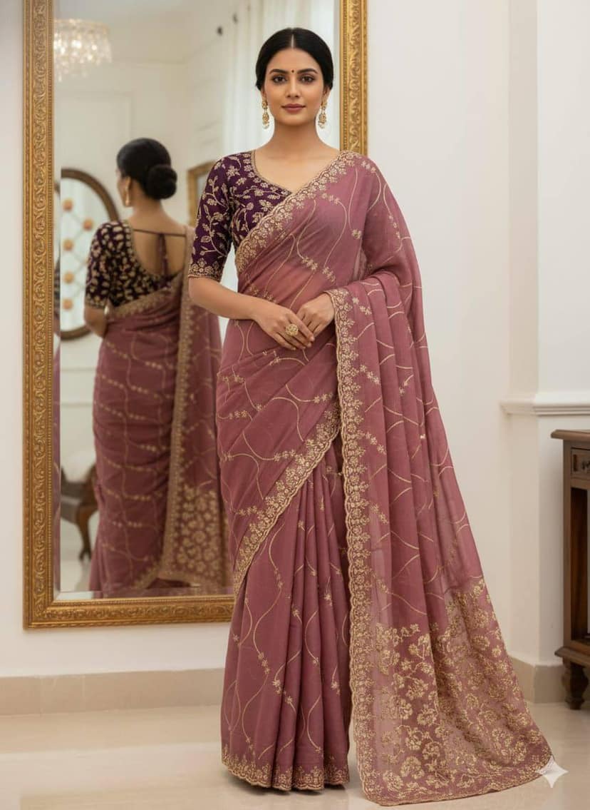 Star Georgette Saree with Sequence Work