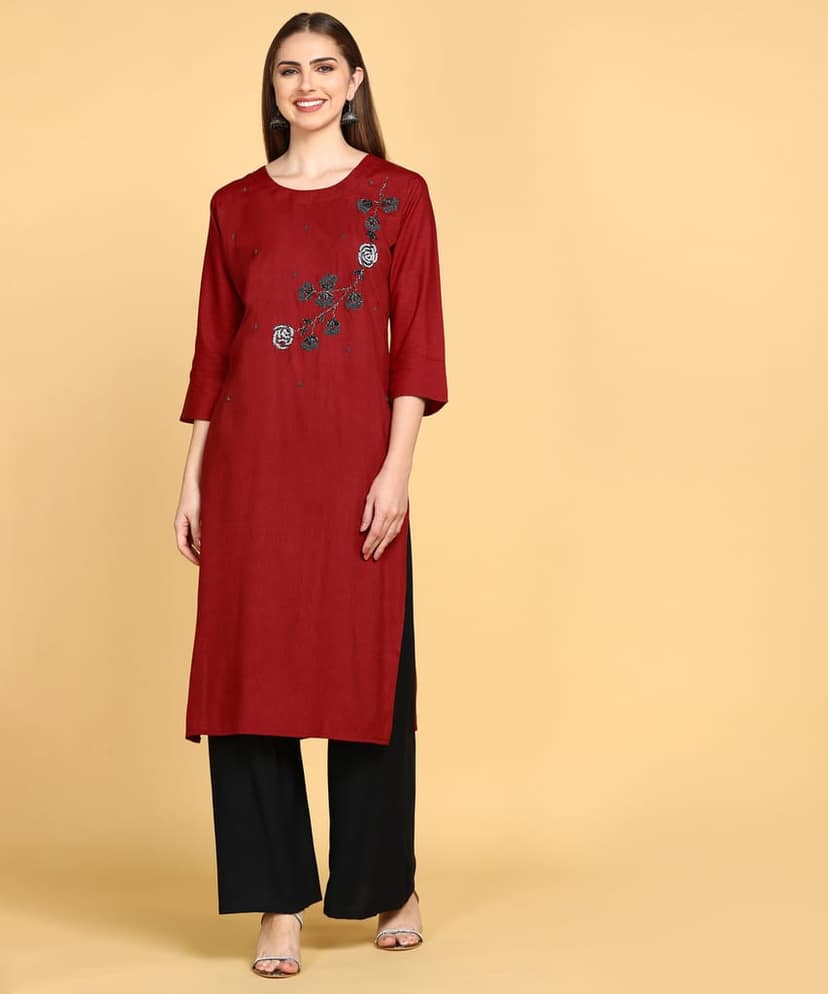 Designer Floral Hand Work Embroidery Kurti view 3