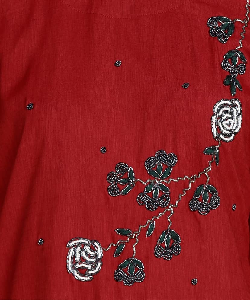 Designer Floral Hand Work Embroidery Kurti view 5