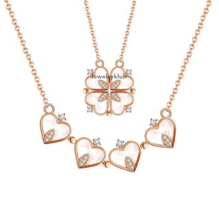 Jewelryklub 2 Way Multi Wearing Magnetic Heart Clover Fancy & Stylish Everyday Jewellery Accessories Necklace For Women & Girls Design 2