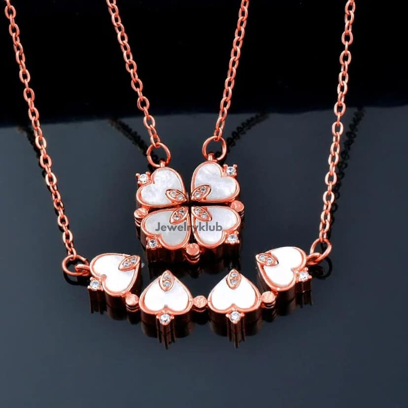 Jewelryklub 2 Way Multi Wearing Magnetic Heart Clover Fancy & Stylish Everyday Jewellery Accessories Necklace For Women & Girls Design 2 view 3