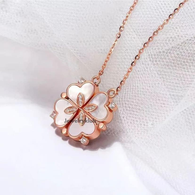 Jewelryklub 2 Way Multi Wearing Magnetic Heart Clover Fancy & Stylish Everyday Jewellery Accessories Necklace For Women & Girls Design 2 view 4