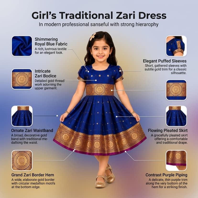 Mom and Me Baby Girl Satin Frock for Parties, Birthdays & Weddings | Elegant Toddler Dress with Balloon Sleeves & Zipper Closure | Age 0-2 Years (in, Age, 0 Months, 3 Months, Navy Blue) view 4