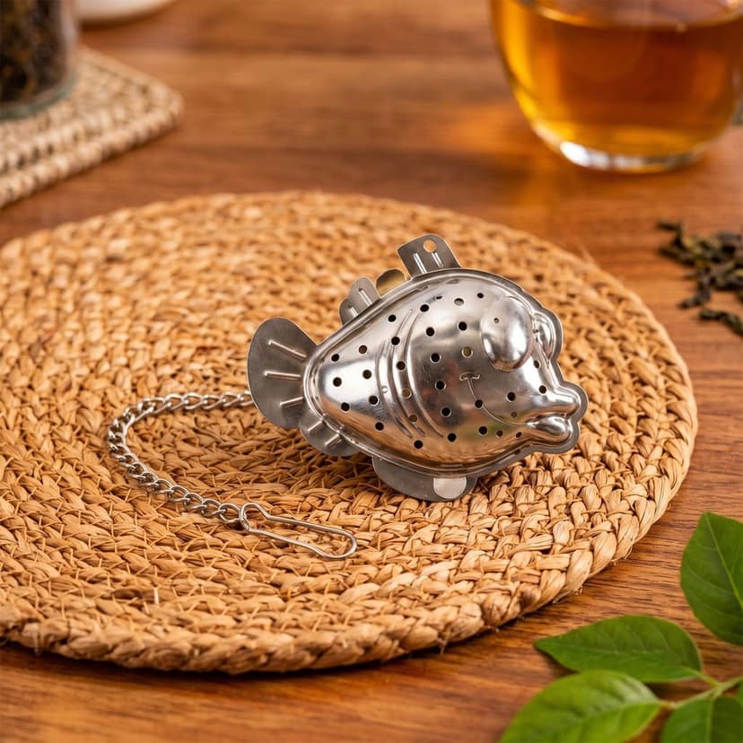 Stainless Steel Fish Shape Tea Infuser with Chain for Loose Leaves (1 Pc) view 3
