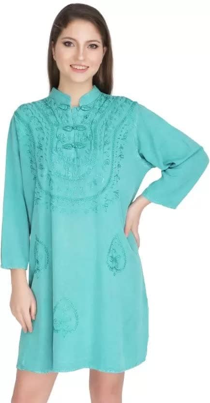 Women's Plus Size Tunic Tops Summer Long Sleeve Round Neck Blouses-Dress Ruffle Flowy Up T Shirts view 2