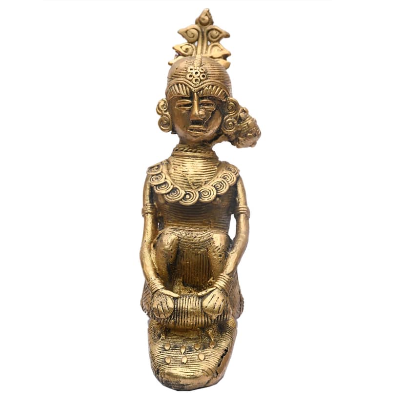 Tribes India Handmade Brass Jata Working Madia Figurine view 2