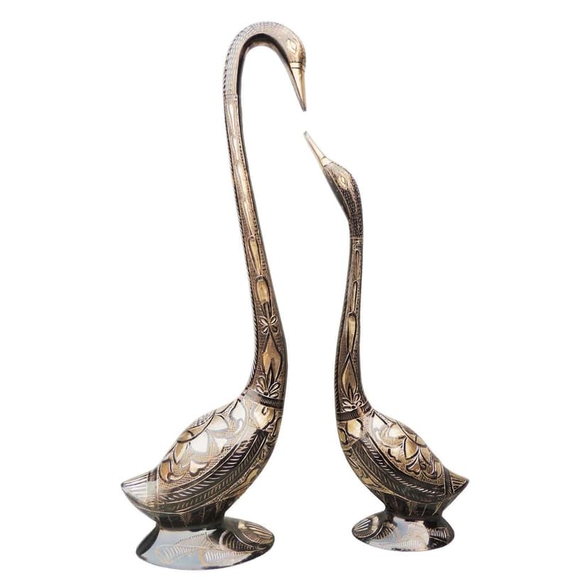 Brass Swan Saras Decorative Showpiece for Interior Styling, Height : 17.8 Inch (ANMAS220 B) view 3